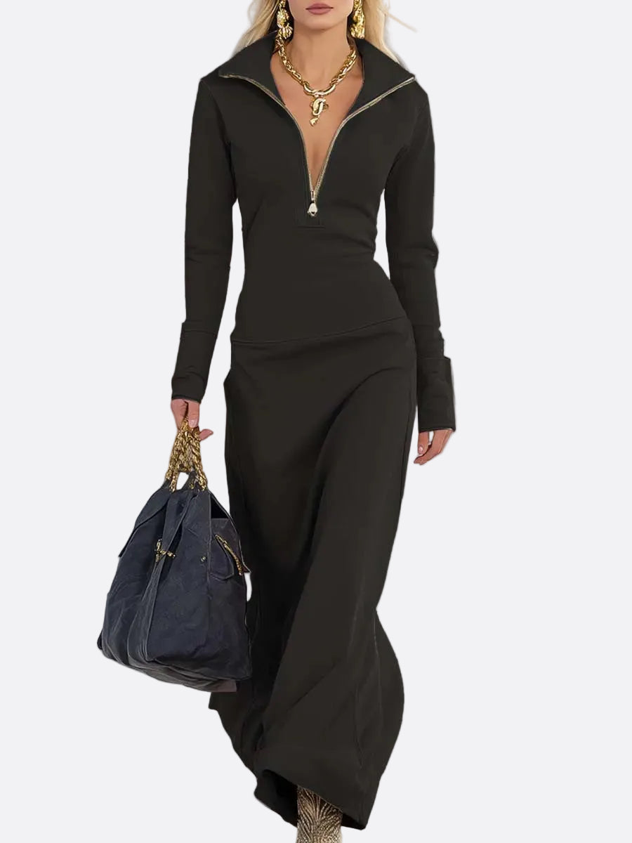 Ângela | Vestido maxi rosa com fecho