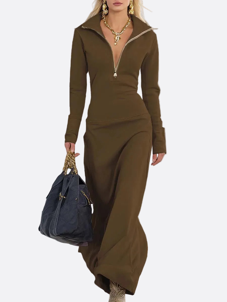 Ângela | Vestido maxi rosa com fecho