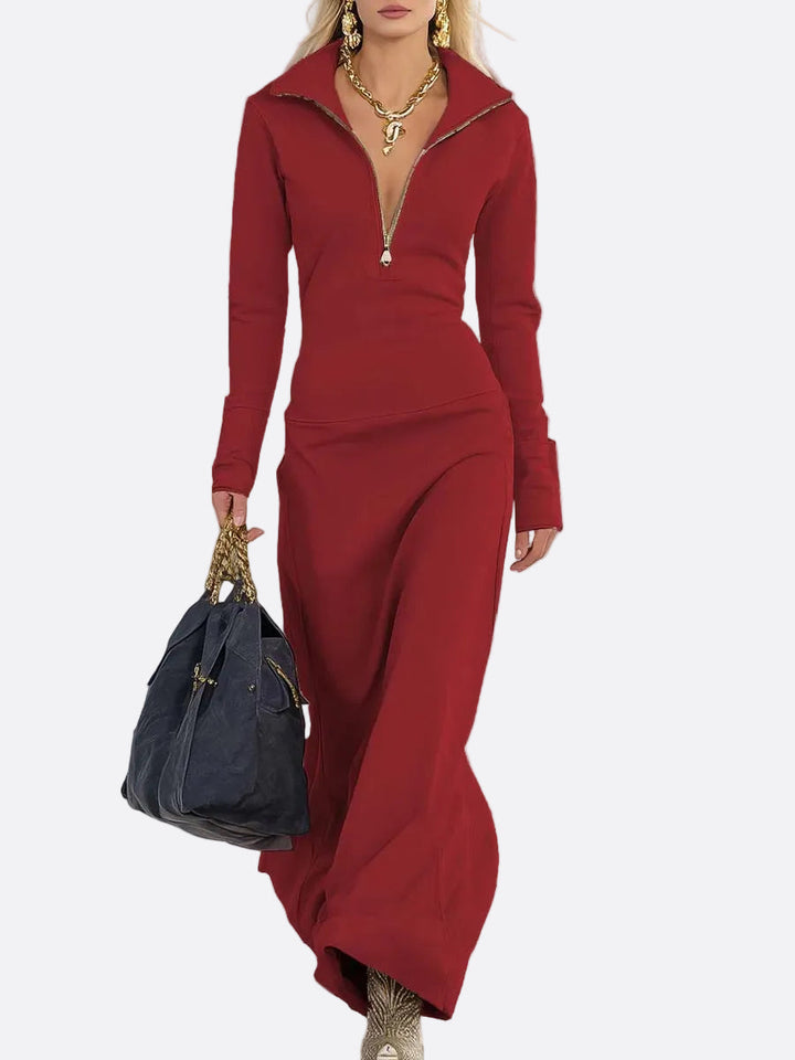Ângela | Vestido maxi rosa com fecho