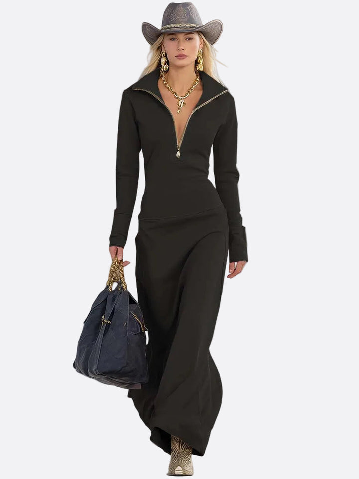 Ângela | Vestido maxi rosa com fecho