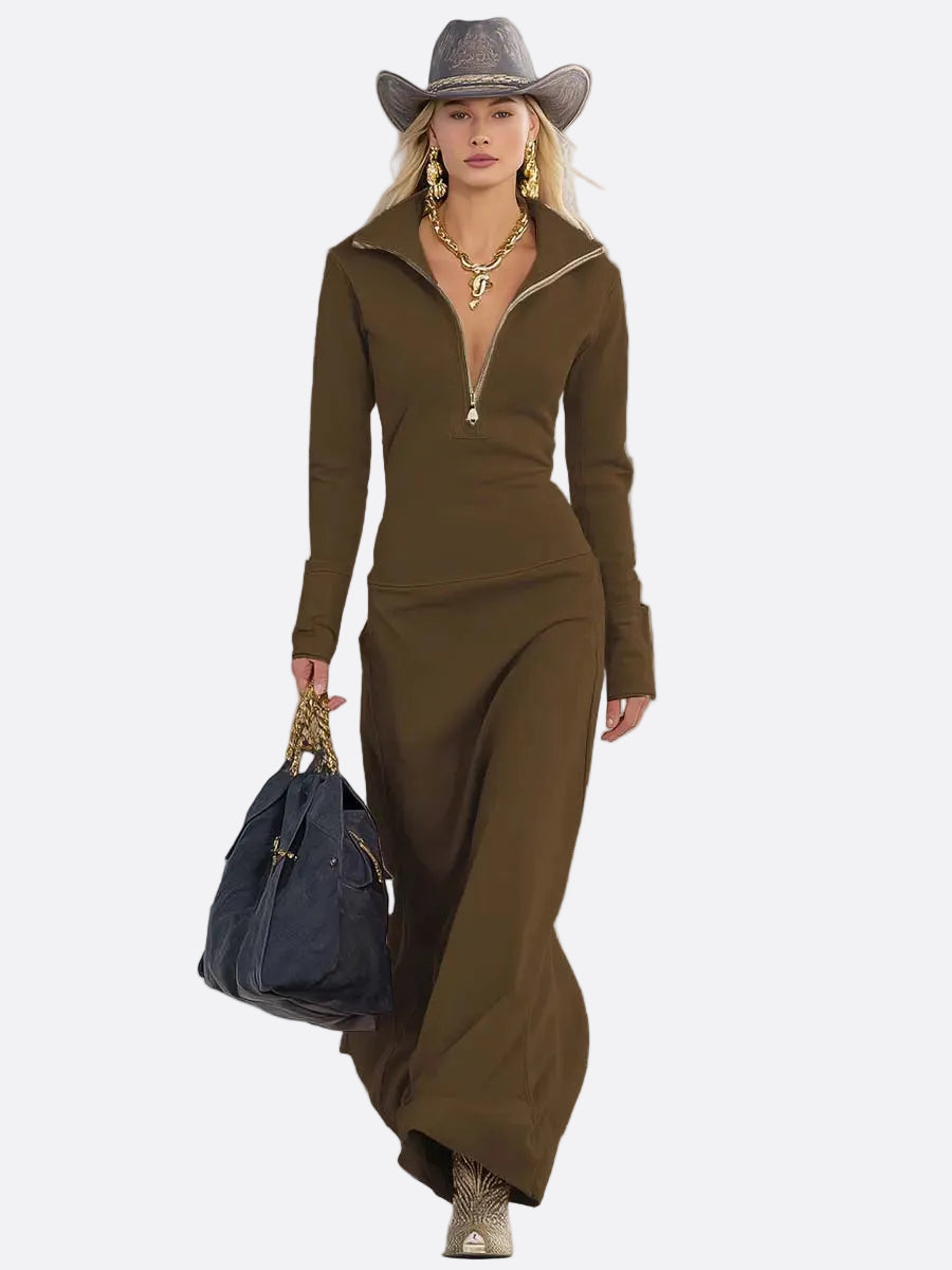 Ângela | Vestido maxi rosa com fecho