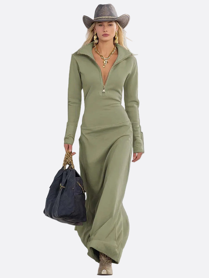 Ângela | Vestido maxi rosa com fecho