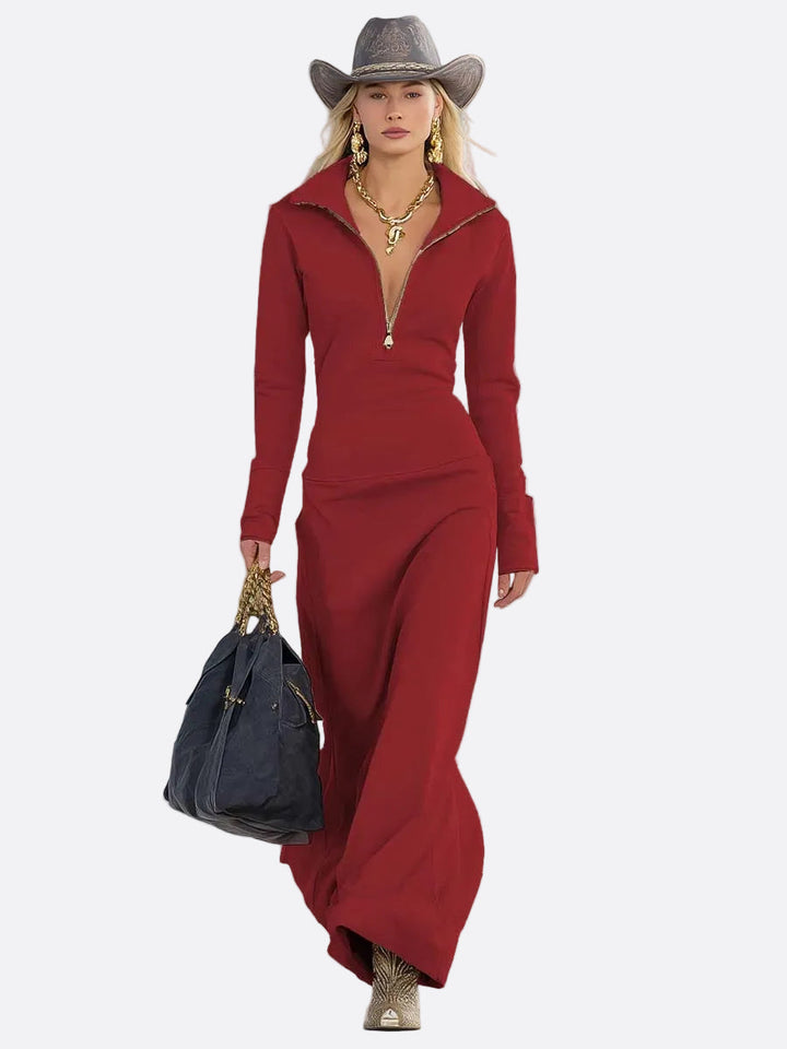 Ângela | Vestido maxi rosa com fecho