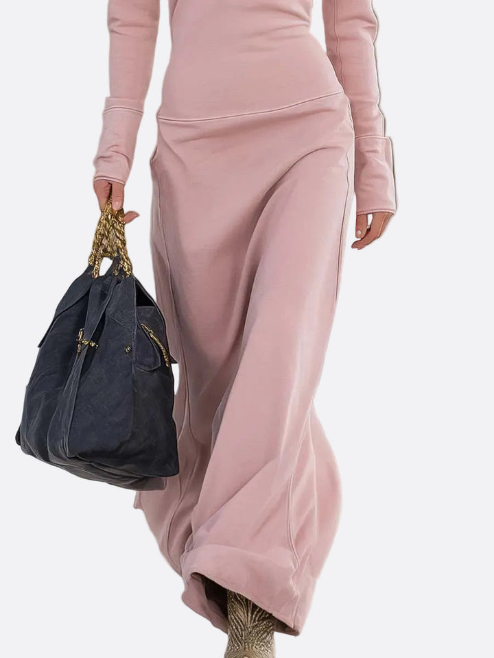 Ângela | Vestido maxi rosa com fecho