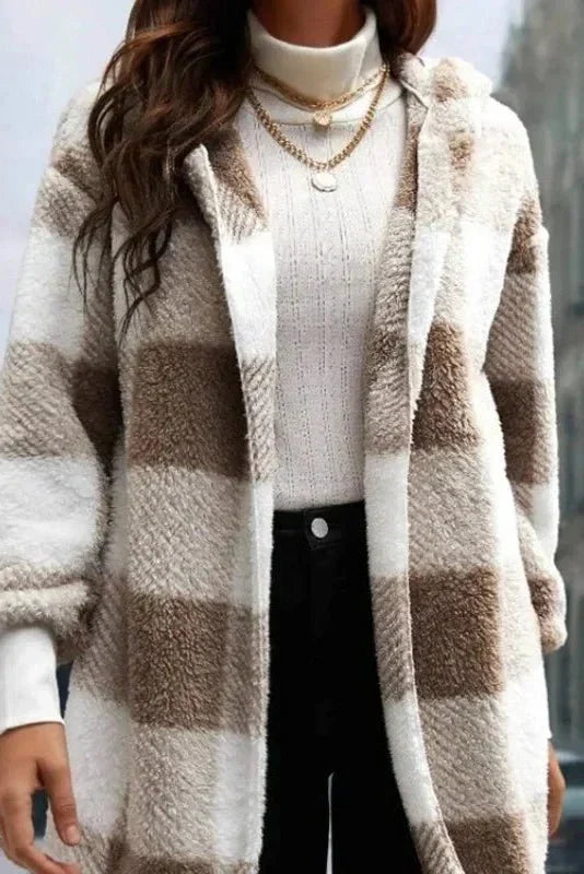 Ana | Sweatshirt padrão xadrez com capuz