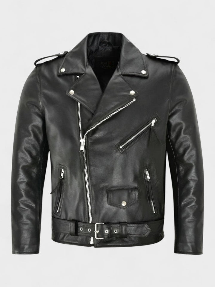 Adelino | Casaco em pele biker clássica