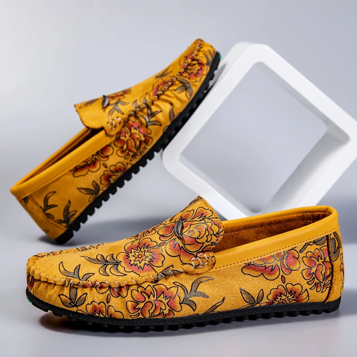 Cristina | Mocassins em pele com flores