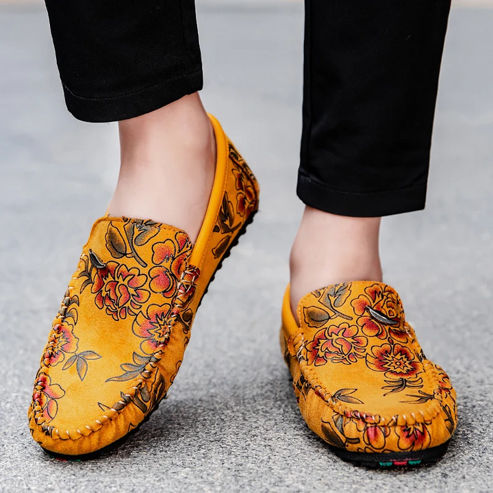 Cristina | Mocassins em pele com flores