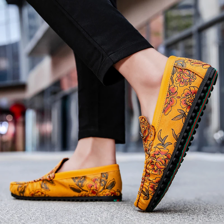 Cristina | Mocassins em pele com flores