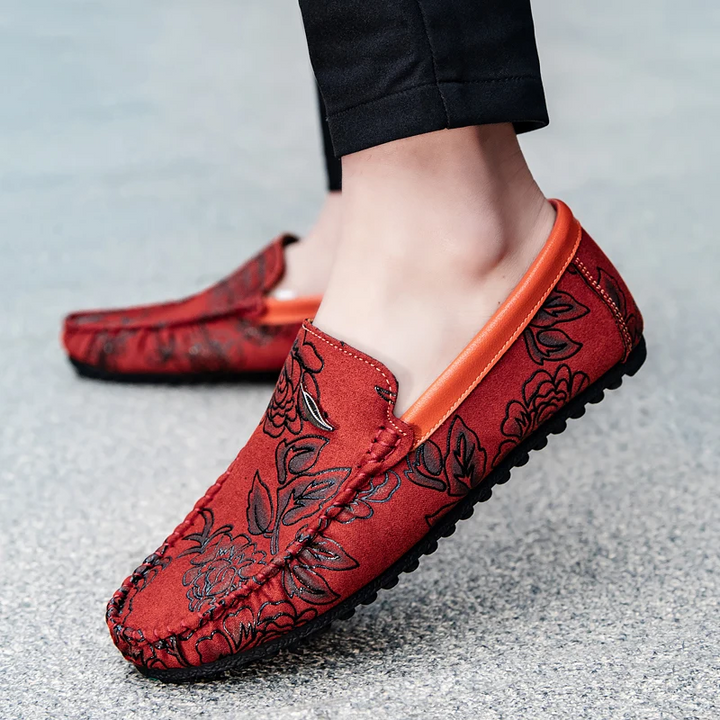 Cristina | Mocassins em pele com flores