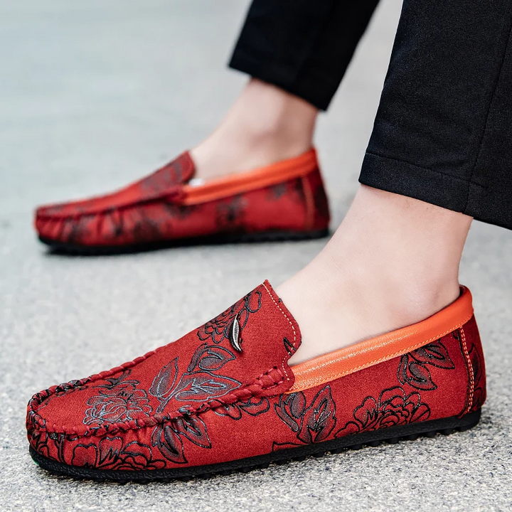 Cristina | Mocassins em pele com flores