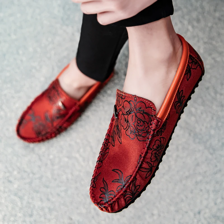 Cristina | Mocassins em pele com flores