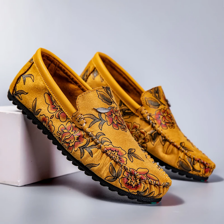Cristina | Mocassins em pele com flores