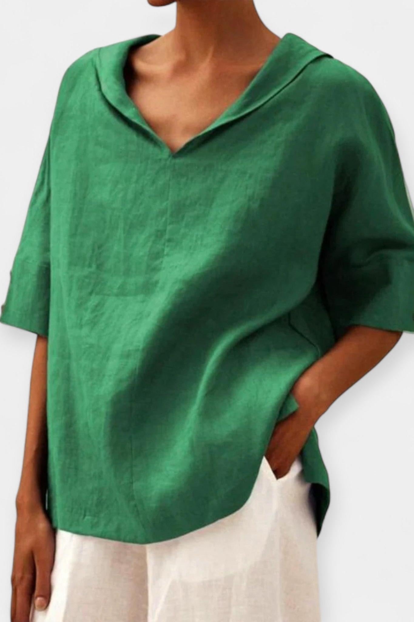 Tânia | Camisa de linho - Top cropped, estilo descontraído