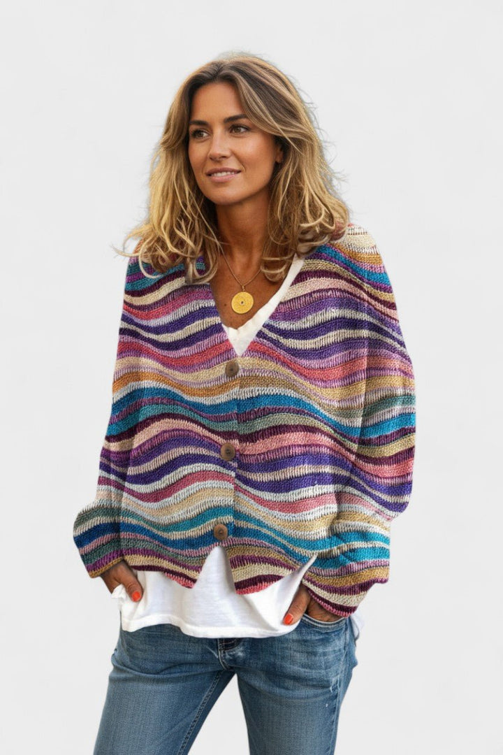 Andreia | Cardigan vibrante com botões