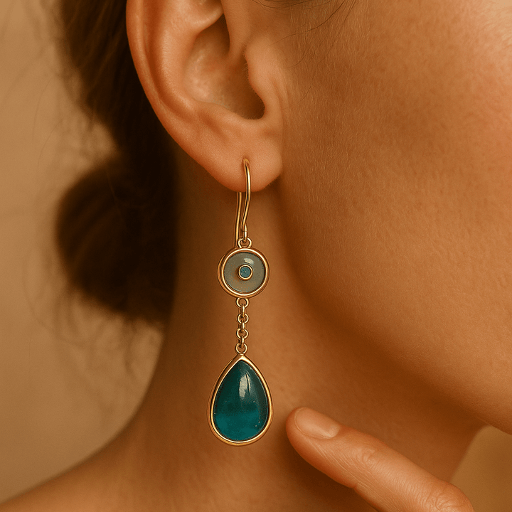 Ana | Helle giulia brincos em pietra azul