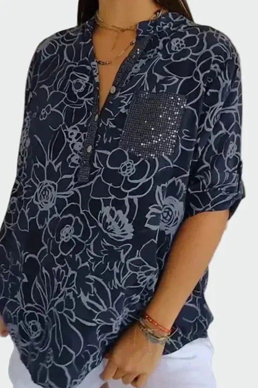 Carla | Blusa floral azul