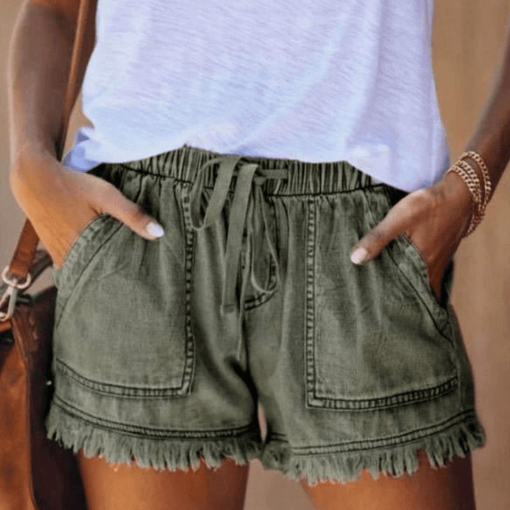 Letícia | Calças curtas em jeans a cinto alta
