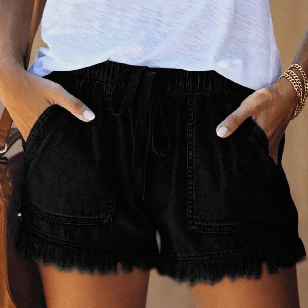 Letícia | Calças curtas em jeans a cinto alta