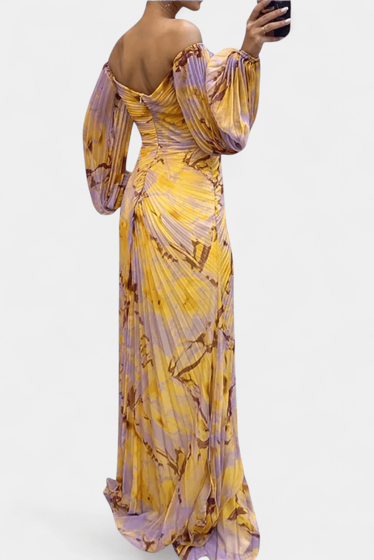 Andreia | Vestido maxi plissado