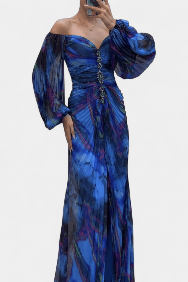 Andreia | Vestido maxi plissado