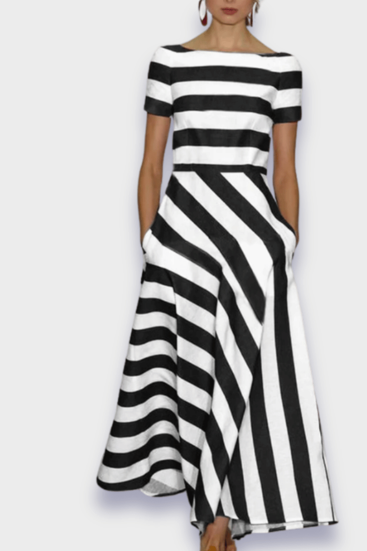 Vânia | Vestido às riscas feito à mão