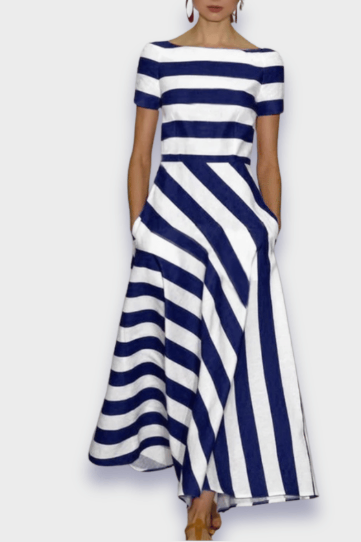 Vânia | Vestido às riscas feito à mão