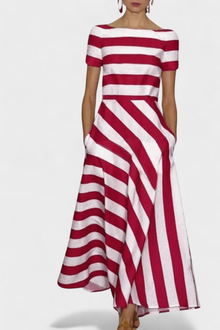 Vânia | Vestido às riscas feito à mão