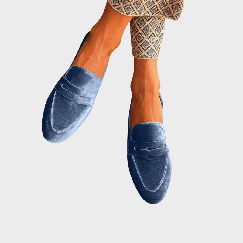 Clara | Mocassins azul veludo