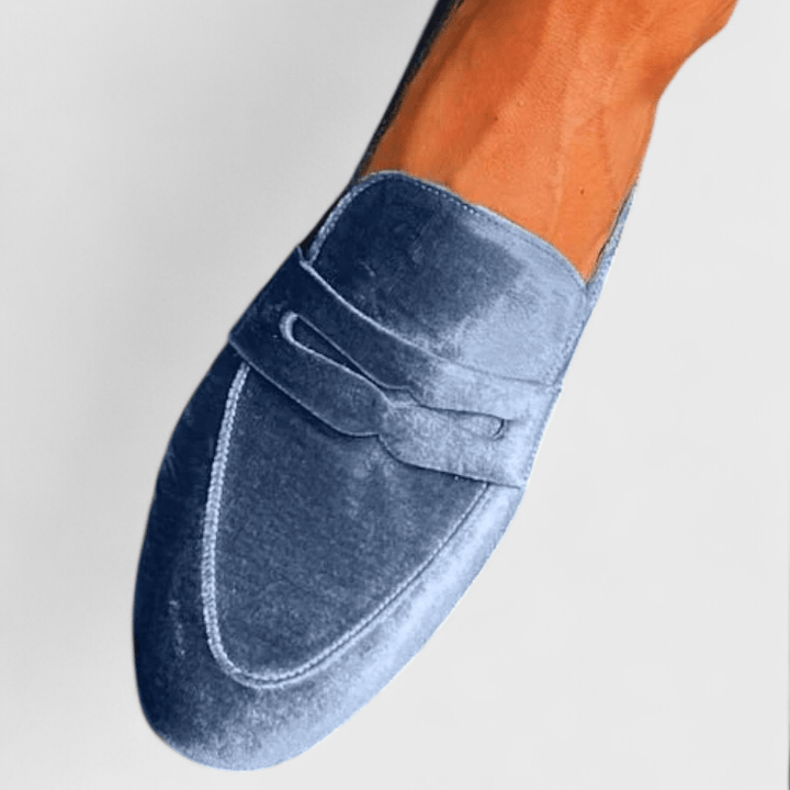 Clara | Mocassins azul veludo