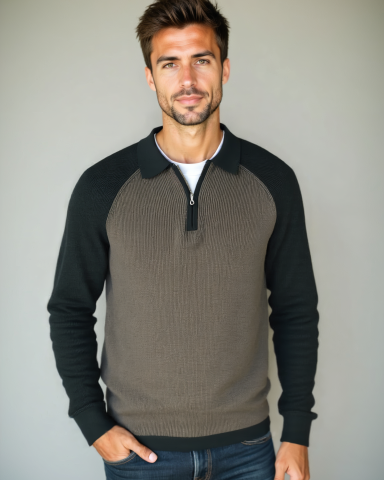 Tiago | Camisola com fecho e maniche raglan