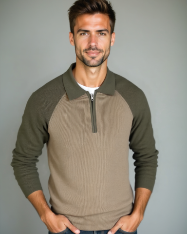 Tiago | Camisola com fecho e maniche raglan
