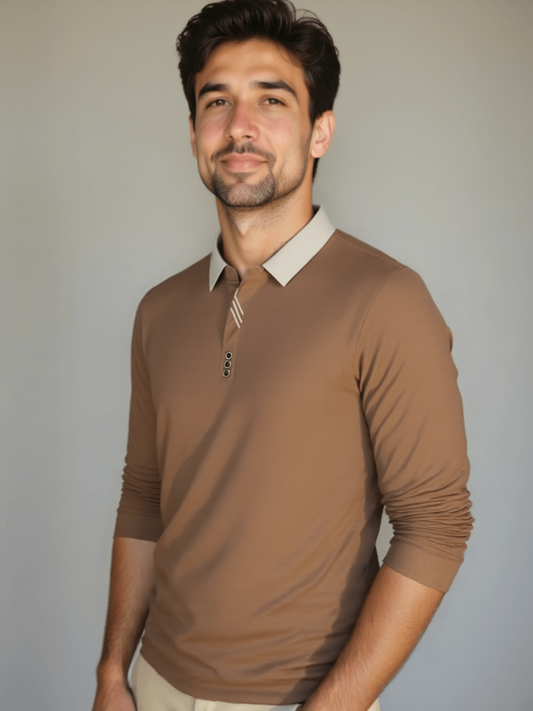 André | Polo elegante de manga comprida