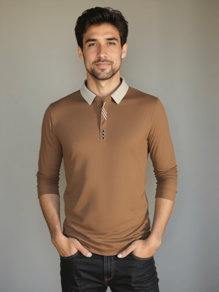 André | Polo elegante de manga comprida
