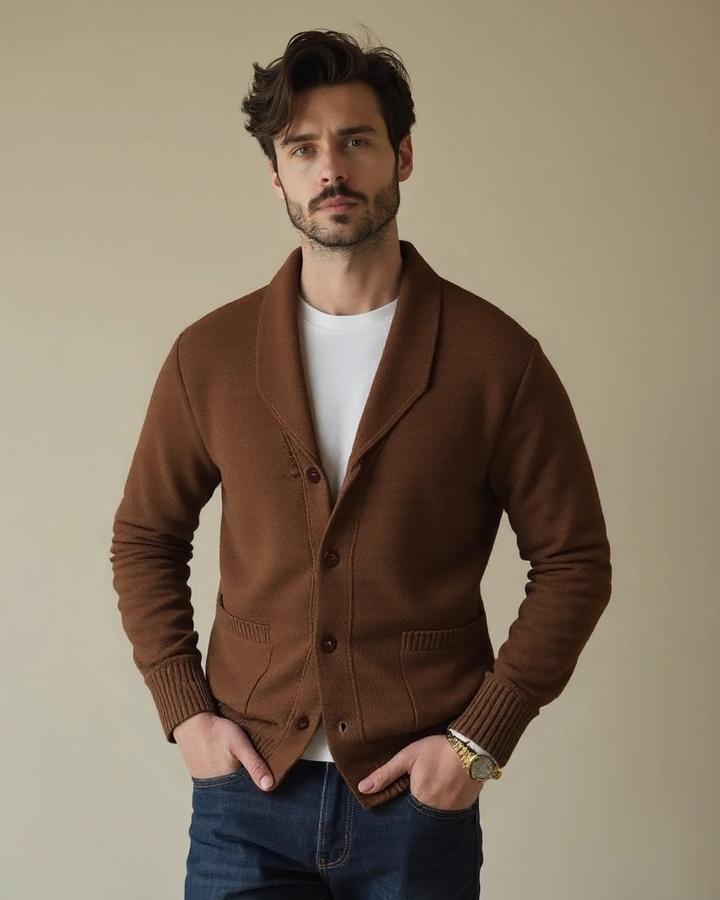 Paulo André | Cardigan trabalhado a malha