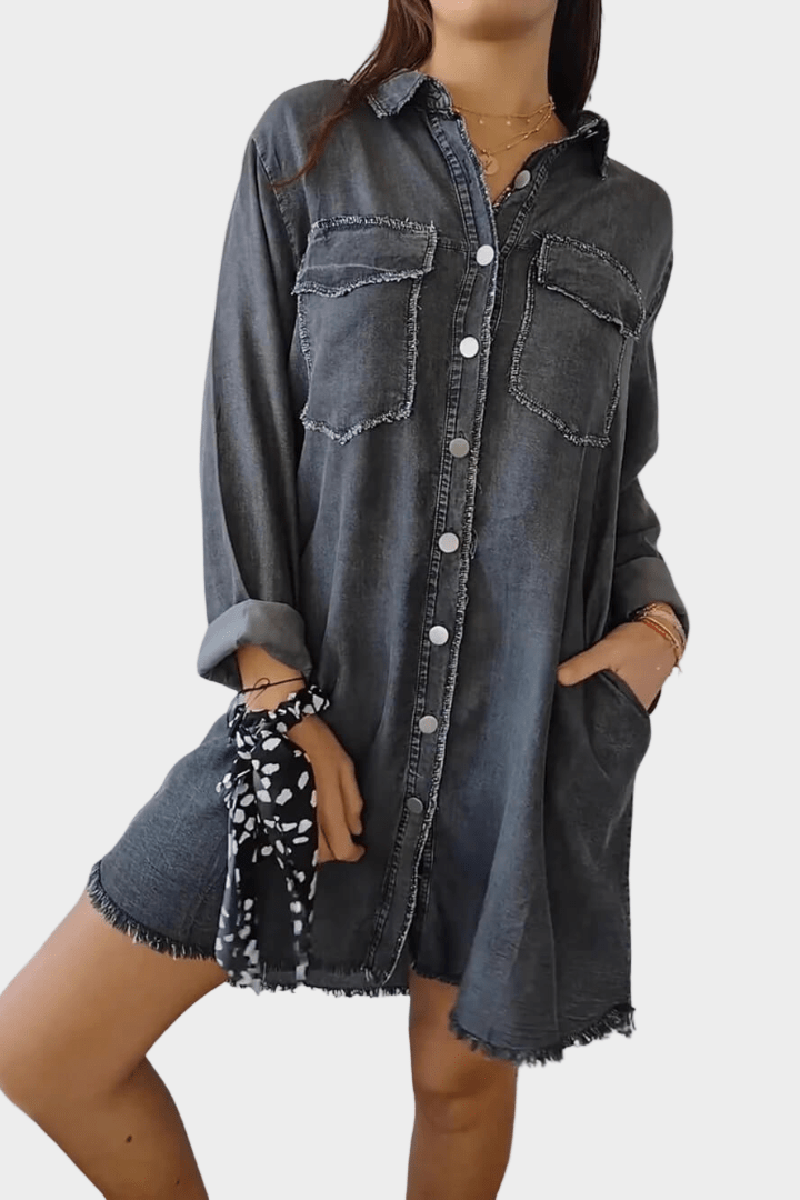 Graça | Vestido camisa em ganga